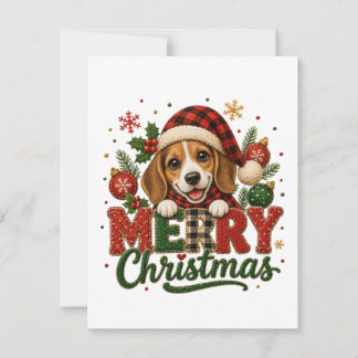 Schattige Beagle Prettig Kerstfeest Kaart