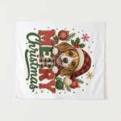 Schattige Beagle Prettig Kerstfeest Wandkleed (Voorkant (horizontaal))
