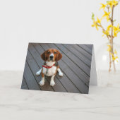 Schattige Beagle Pup Wenskaart Kaart (Gele Bloem)