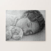 schattige beagle pupil en lief slapend meisje legpuzzel (Horizontaal)