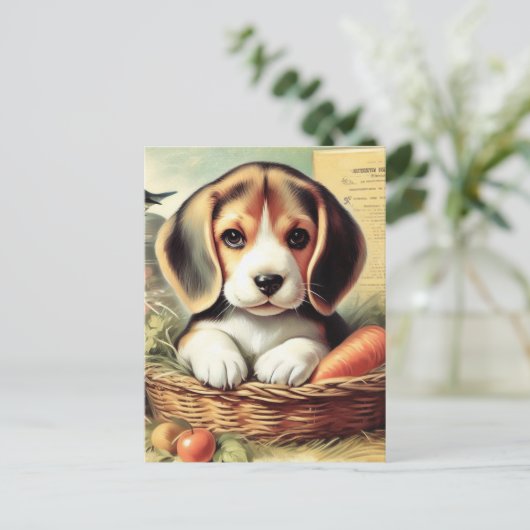 Schattige Beagle Puppy Briefkaart (Staand voorkant)