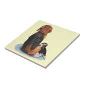 schattige beagle puppy die mam beuzelt tegeltje (Zijkant)