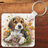 Schattige Beagle Puppy Dog Sleutelhanger (Achterkant)