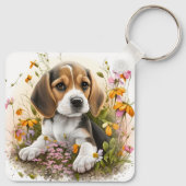 Schattige Beagle Puppy Dog Sleutelhanger (Achterkant)