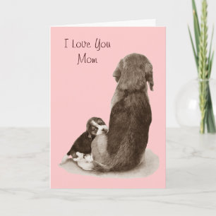 Schattige beagle puppy hond met gedicht voor mama kaart