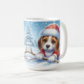 Schattige Beagle puppy in kerstoutfit Koffiemok (Voorkant rechts)