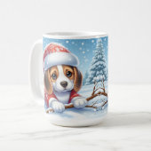 Schattige Beagle puppy in kerstoutfit Koffiemok (Voorkant links)