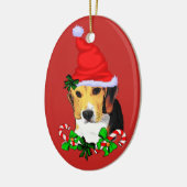 Schattige Beagle Puppy Kerst Keramisch Ornament (Links)