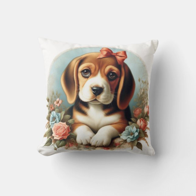  Schattige Beagle Puppy Kussen (Voorkant)