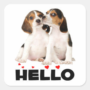 Schattige Beagle Puppy Liefde Hallo Denk Aan Jou Vierkante Sticker