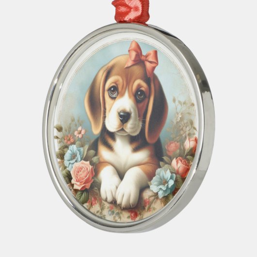  Schattige Beagle Puppy Metalen Ornament (Links)
