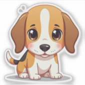 Schattige Beagle Puppy – Pastel Sticker (Voorkant)