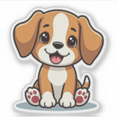 Schattige Beagle Puppy – Pastel Sticker (Voorkant)