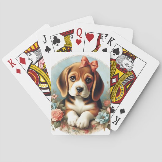 Schattige Beagle Puppy Pokerkaarten (Achterkant)