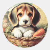 Schattige Beagle Puppy Ronde Sticker (Voorkant)