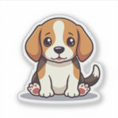 Schattige Beagle Puppy Sticker – Grote Ogen (Voorkant)
