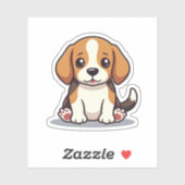 Schattige Beagle Puppy Sticker – Grote Ogen (Vel)