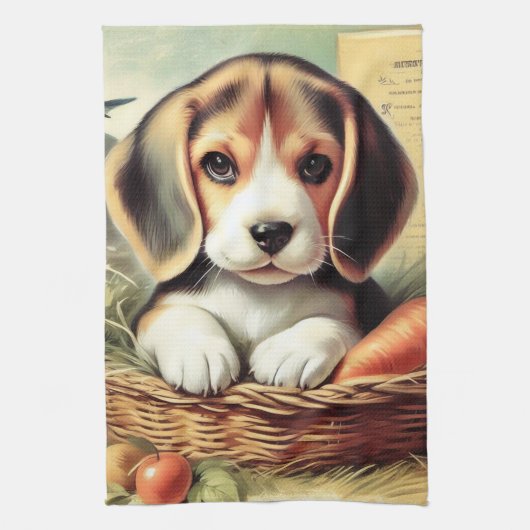  Schattige Beagle Puppy Theedoek (Verticaal)