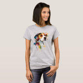 Schattige Beagle Puppy Waterverf AI Art T-Shirt (Voorkant volledig)