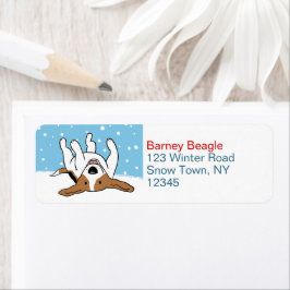 Schattige Beagle Snow Dog Vakantie Retouradres Etiket