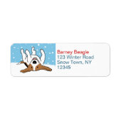Schattige Beagle Snow Dog Vakantie Retouradres Etiket (Voorkant)