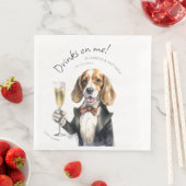 Schattige Beagle Waiter Waterverf  Servet (Insitu)