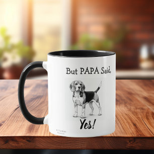 Schattige Beagle Zwart/Wit typografie Personalisee Grote Koffiekop