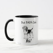 Schattige Beagle Zwart/Wit typografie Personalisee Mok (Links)
