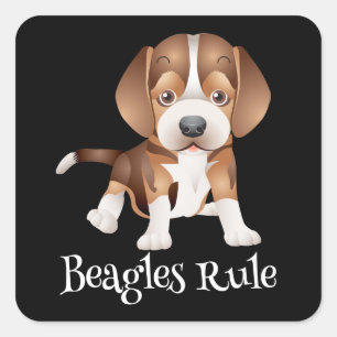 Schattige Beagles Regeren Cartoon Puppy Hond Liefh Vierkante Sticker