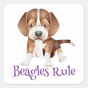 Schattige Beagles Regeren Cartoon Puppy Hond Liefh Vierkante Sticker