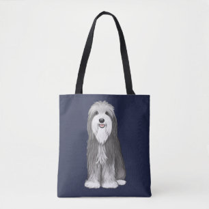 Schattige Bearded Collie Cartoon Dog Tote Bag