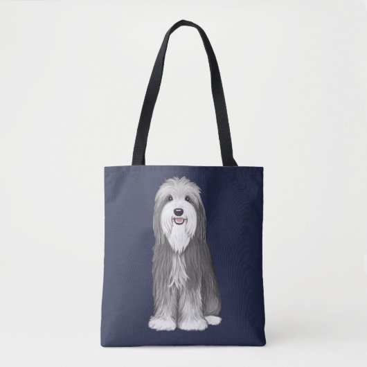 Schattige Bearded Collie Cartoon Dog Tote Bag (Voorkant)