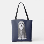 Schattige Bearded Collie Cartoon Dog Tote Bag (Achterkant)