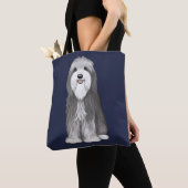 Schattige Bearded Collie Cartoon Dog Tote Bag (Dichtbij)