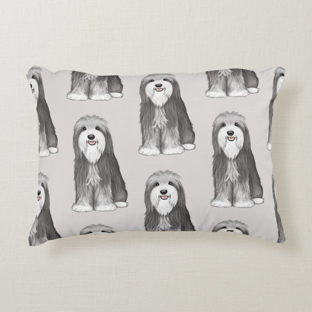 Schattige Bearded Collies Pattern Accent Kussen (Voorkant)