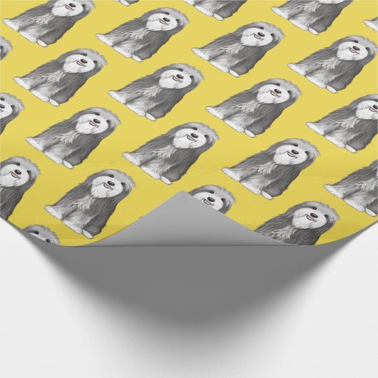 Schattige Bearded Collies Pattern Cadeaupapier (Hoek)