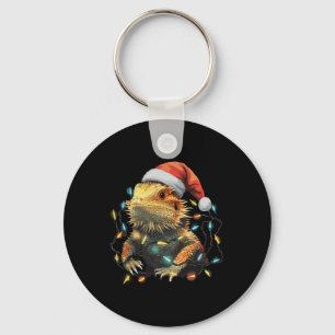 Schattige Bearded Dragon Christmas Lights Santa Ha Sleutelhanger