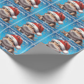 Schattige Bearded Dragon en Santa Hat Cadeaupapier (Hoek)