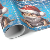 Schattige Bearded Dragon en Santa Hat Cadeaupapier (Rol Hoek)
