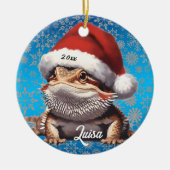 Schattige Bearded Dragon en Santa Hat Keramisch Ornament (Voorkant)