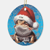 Schattige Bearded Dragon en Santa Hat Keramisch Ornament (Links)