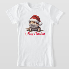 Schattige Bearded Dragon en Santa Hat T-shirt