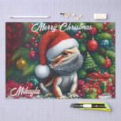 Schattige Bearded Dragon en Santa Hat Tissuepapier (Craft)