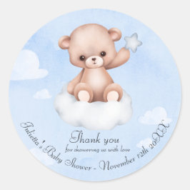 Schattige Bearly Baby shower Bedankt Classic Ronde Sticker