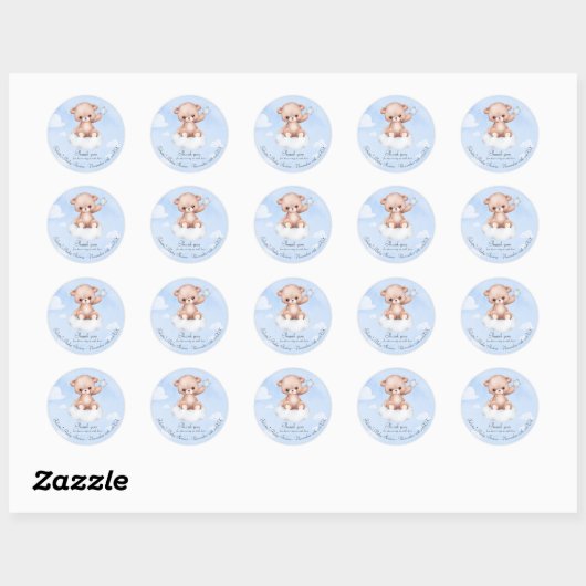 Schattige Bearly Baby shower Bedankt Classic Ronde Sticker (Vel)