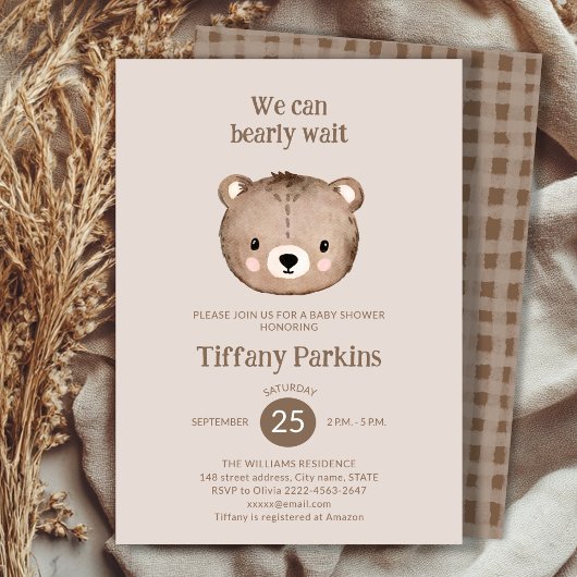 Schattige Bearly wait baby shower minimalistisch n Kaart