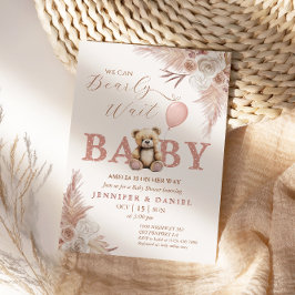 Schattige Bearly Wait Baby shower Pink Boho Floral Kaart