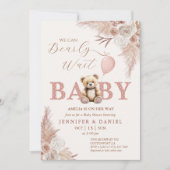 Schattige Bearly Wait Baby shower Pink Boho Floral Kaart (Voorkant)