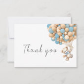 Schattige Bearly Wait Teddy Bear Blue Balloon Bedankkaart (Voorkant)