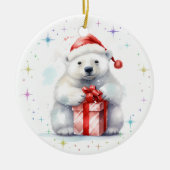 Schattige Beary Prettig Kerstmis Kleinzoon Keramisch Ornament (Voorkant)